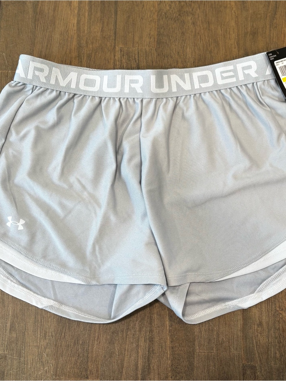 Under Armour Women's Light Gray Athletic Shorts with Branded Waistband